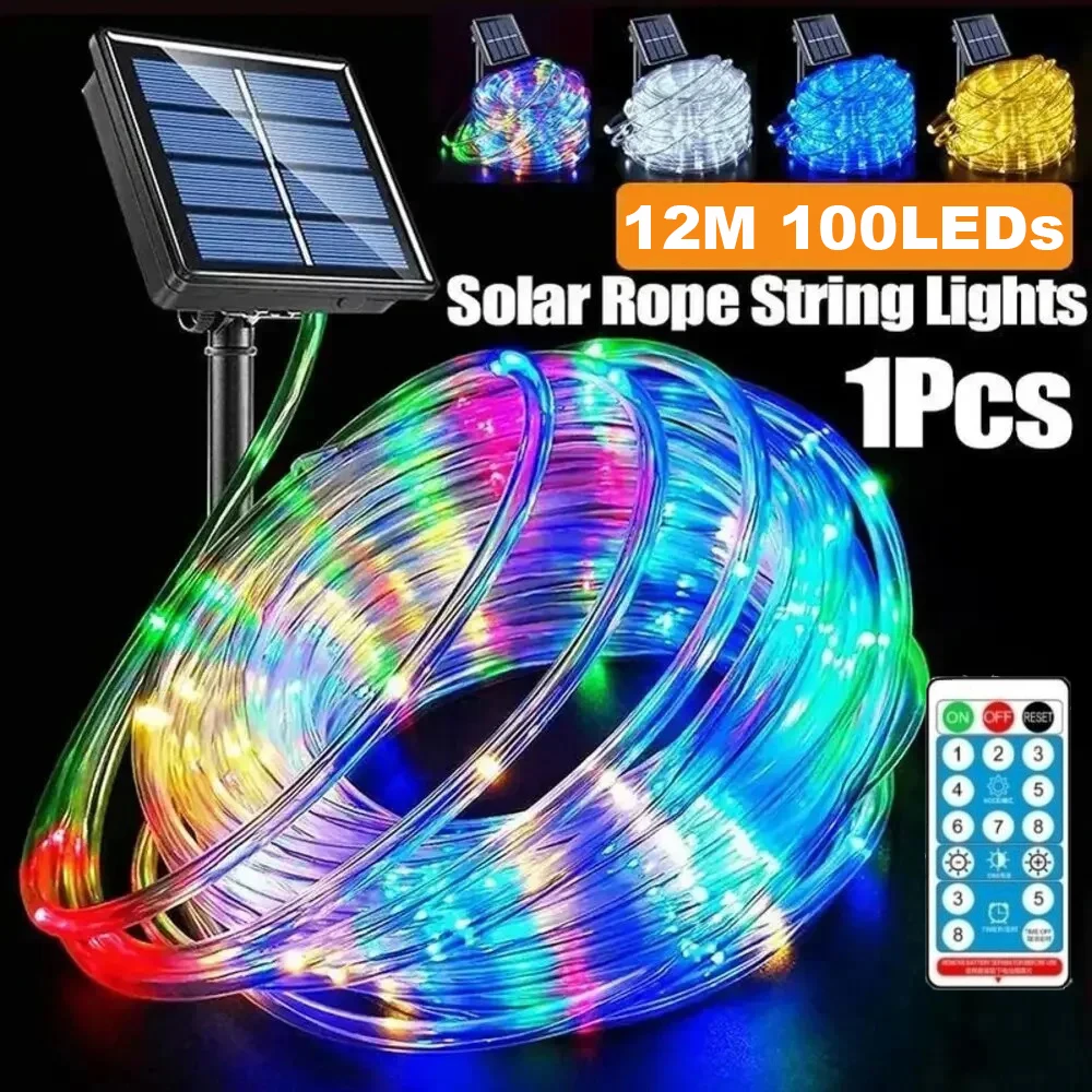 

12M LED Fairy Strip Light Outdoor Solar Lawn Lamp Garden Christmas Day Wedding Party Decoration Garland Waterproof String Light