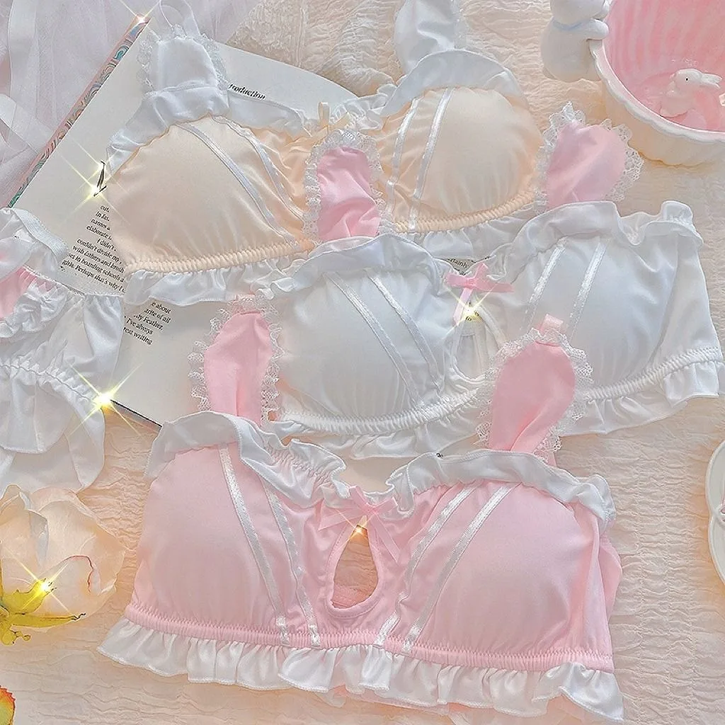 Set reggiseno da donna Lolita Seni piccoli che raccolgono Braand Slip Regolabile Raccolta vice Seni Senza anello in acciaio Set intimo