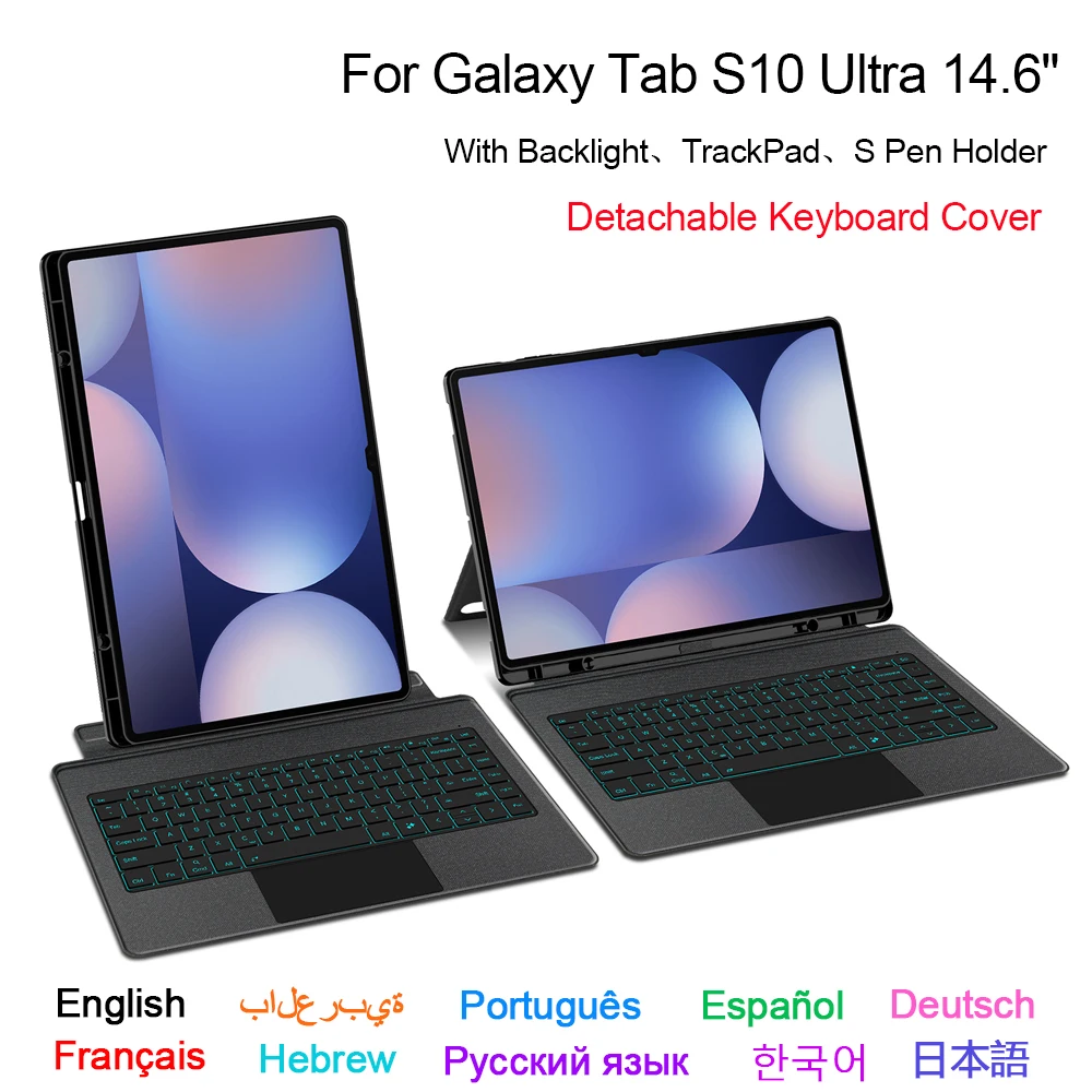 

Keyboard Case For Samsung Galaxy Tab S10 Ultra 14.6" 5G 2024 SM-X920 X926C Tablet Wireless BT Keyboard Case Portuguese Spanish