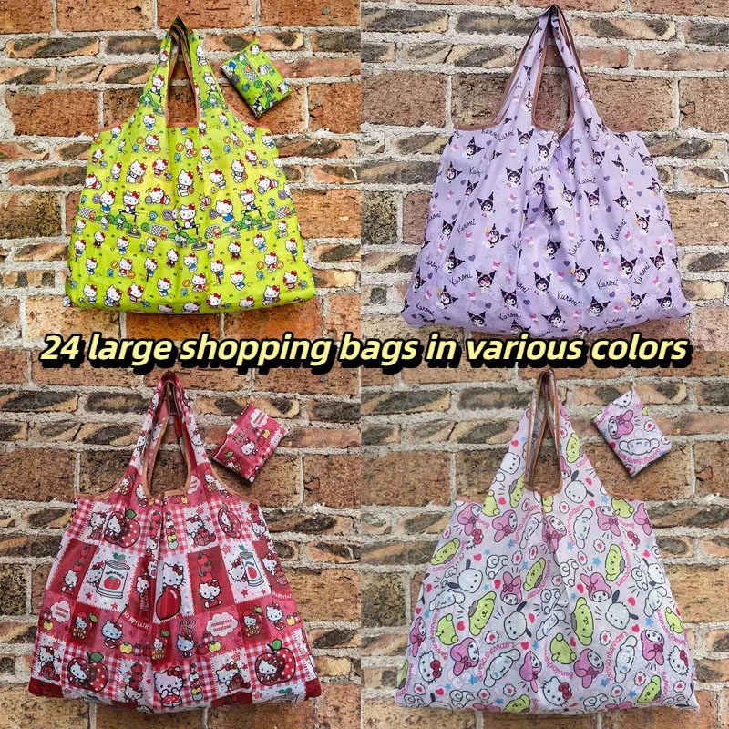 

Новая портативная складная сумка для покупок Kuromi Kitty, большая экологичная сумка для супермаркета, вместительная хозяйственная сумка-тоут, хит продаж