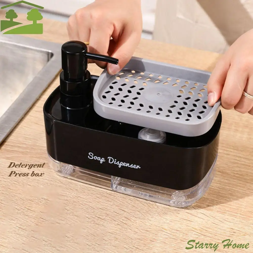 

Plastic Kitchen Soap Dispenser with Sponge Holder Leak-Proof Detergent Dispenser Hand Soap Pump Cleaning Tool