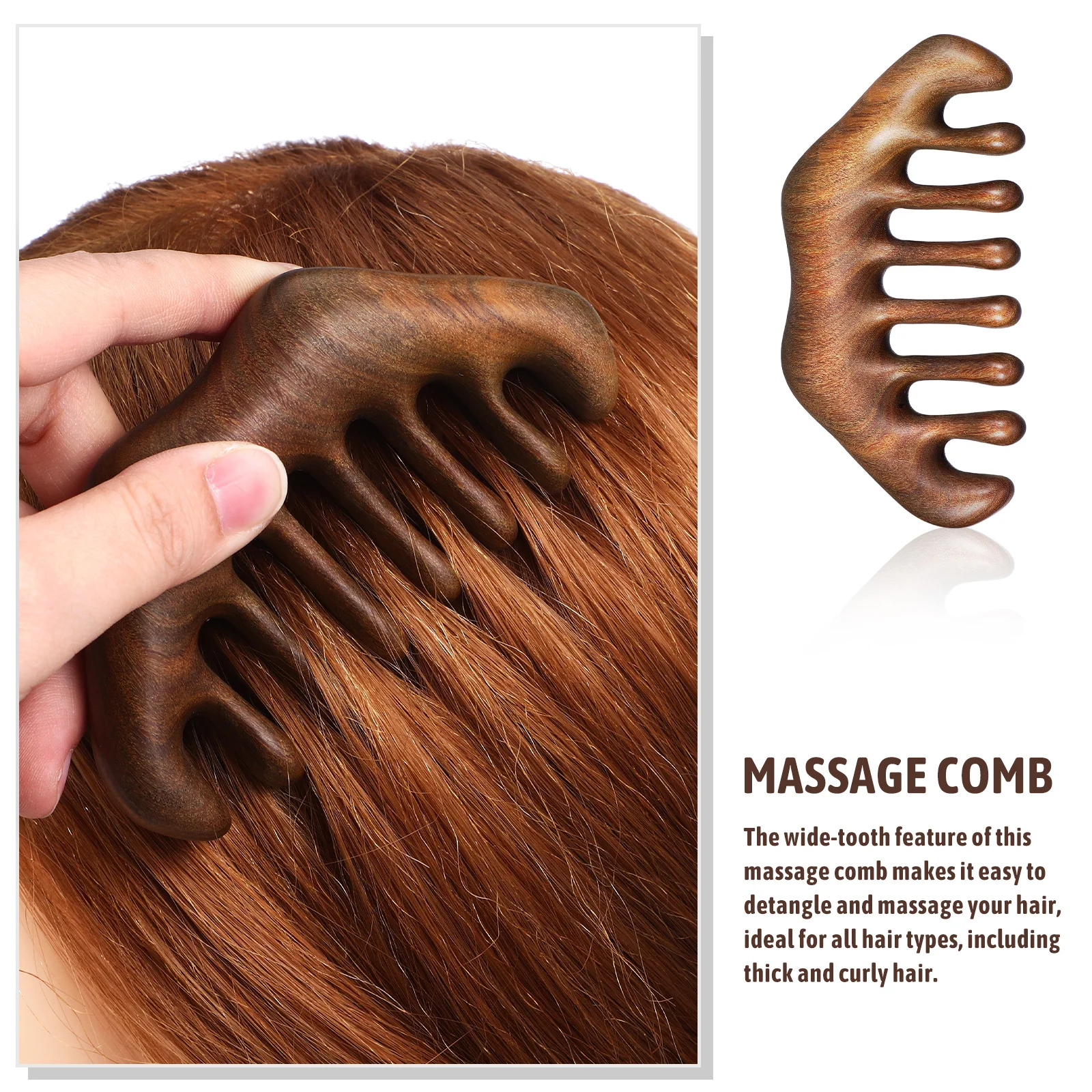 

Wooden Comb Massage Scalp Tools Green Sandalwood Detangle Smooth Surface Thick Curly Hair Portable Women Massager