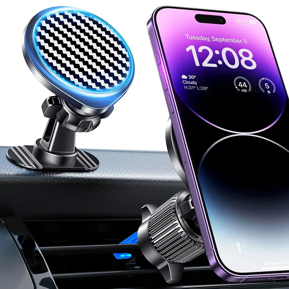 

Магнитный держатель для телефона Magsafe [с сильными магнитами] для крепления на вентиляционную решетку или приборную панель автомобиля [для использования без рук]