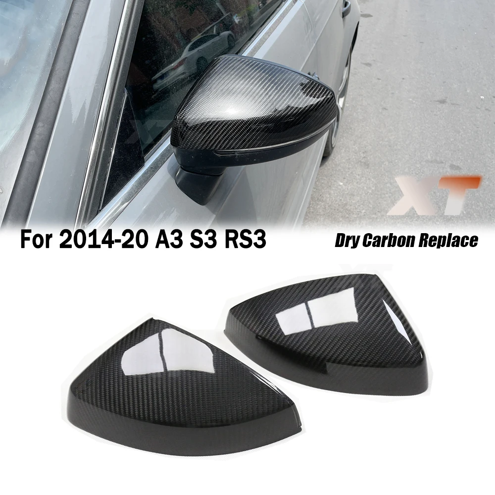 ألياف الكربون الجافة لأودي 2014-20 8 فولت الجانب عرض A3 S3 RS3 غطاء مرآة قبعات مع حارة مساعدة كليب تثبيت استبدال
