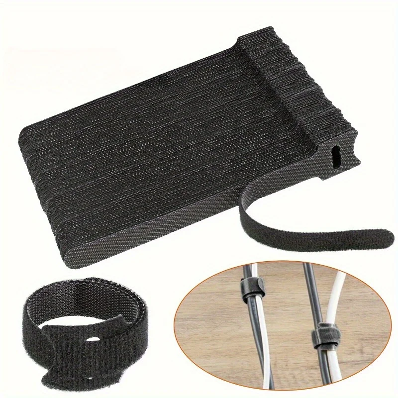 50pcs Reusable Cable Ties with Hook and Loop Fastening, Polyamide Self-Adhesive Cable Organizer Straps for Cord Management