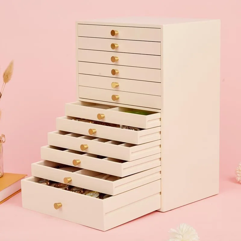 12-layer jewelry box, wooden lacquer cabinet type, multi-layer large-capacity simple jewelry box, stud earrings, desktop