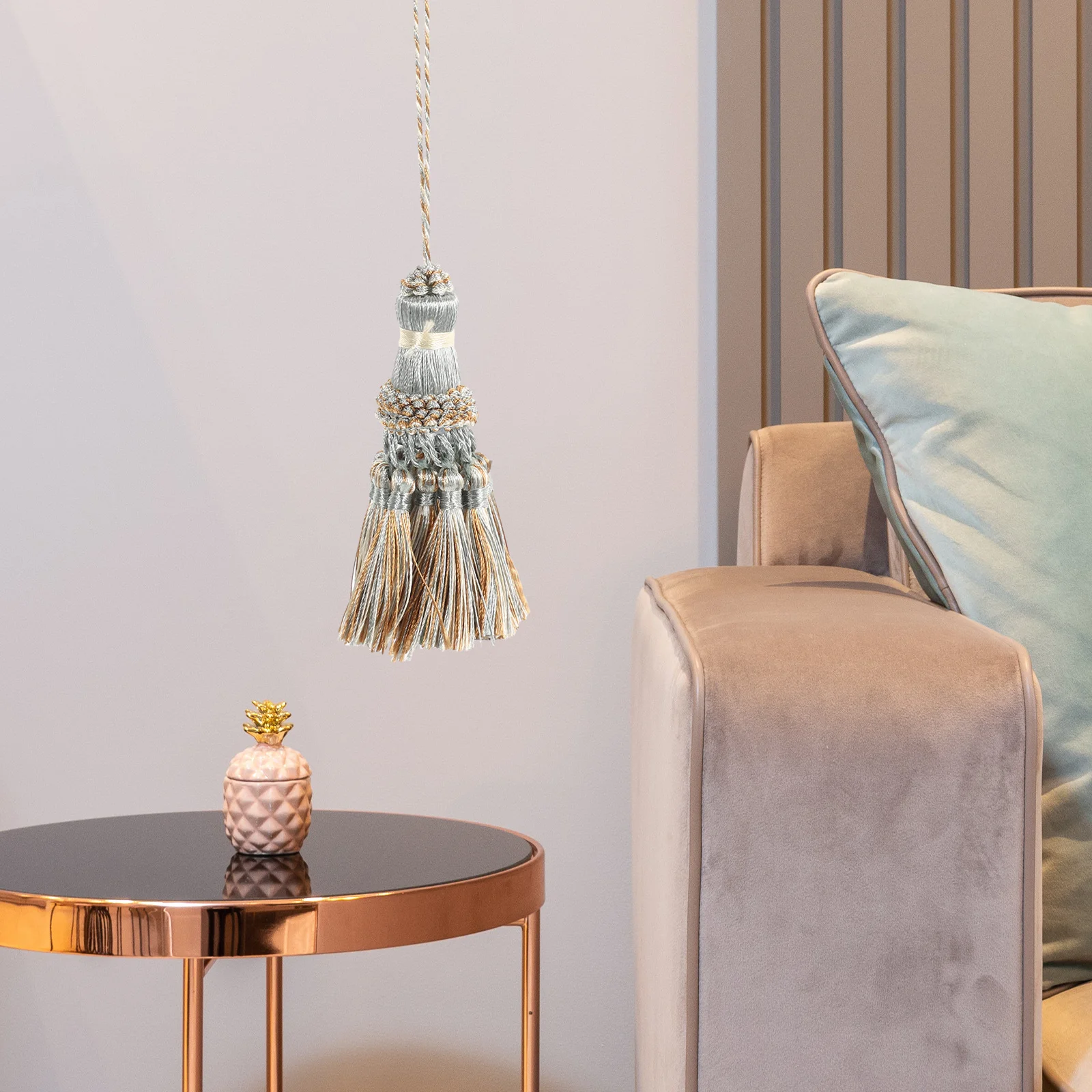 

2Pcs Creative Tassel Trim for Curtain Decor DIY Fringe Pendant Home Decoration Elegant Drape Edge Accents for Blanket and