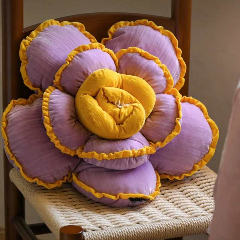 

Purple Flower Pillows Joyful Luxury Cushion Flower Sharp Decorative Pillow For Sofa Bedding Holiday Gift Home Decorations