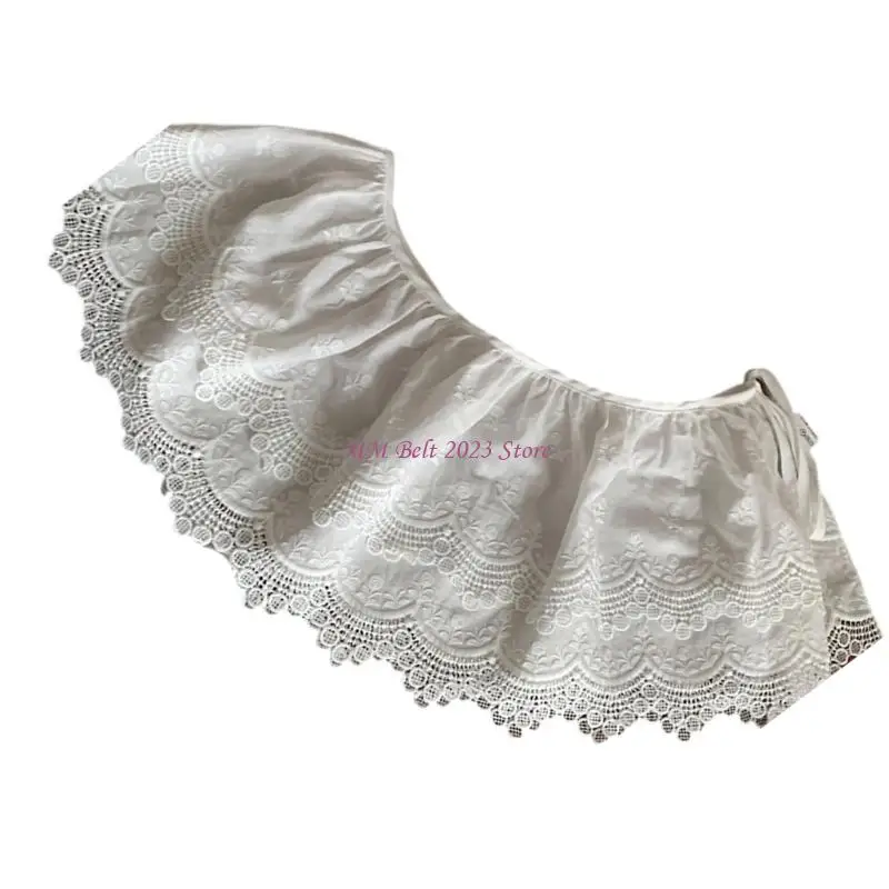 

49ME Ruffle Lace Shirt Extenders for Women Adjustable Layering Fake Top Lower Shirt Half Length Skirt Underskirts