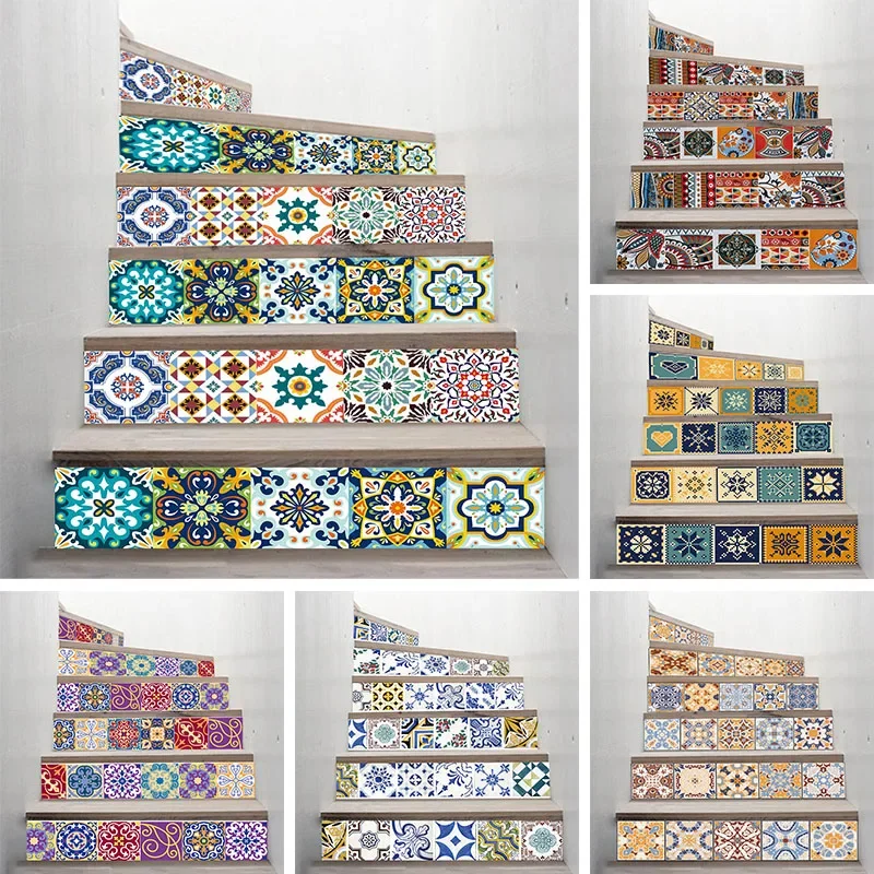 

Colorful Landscape Detachable Vinyl Self-adhesive Staircase Stickers 3D Staircase Decoration Step Stickers Home Decoration