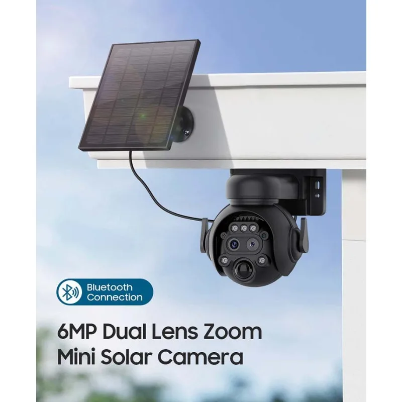 Telecamera di sicurezza solare 4G/WiFi da 6 MP Zoom 12X Doppia lente Visione notturna a colori PIR Rilevamento umano Punto preimpostato