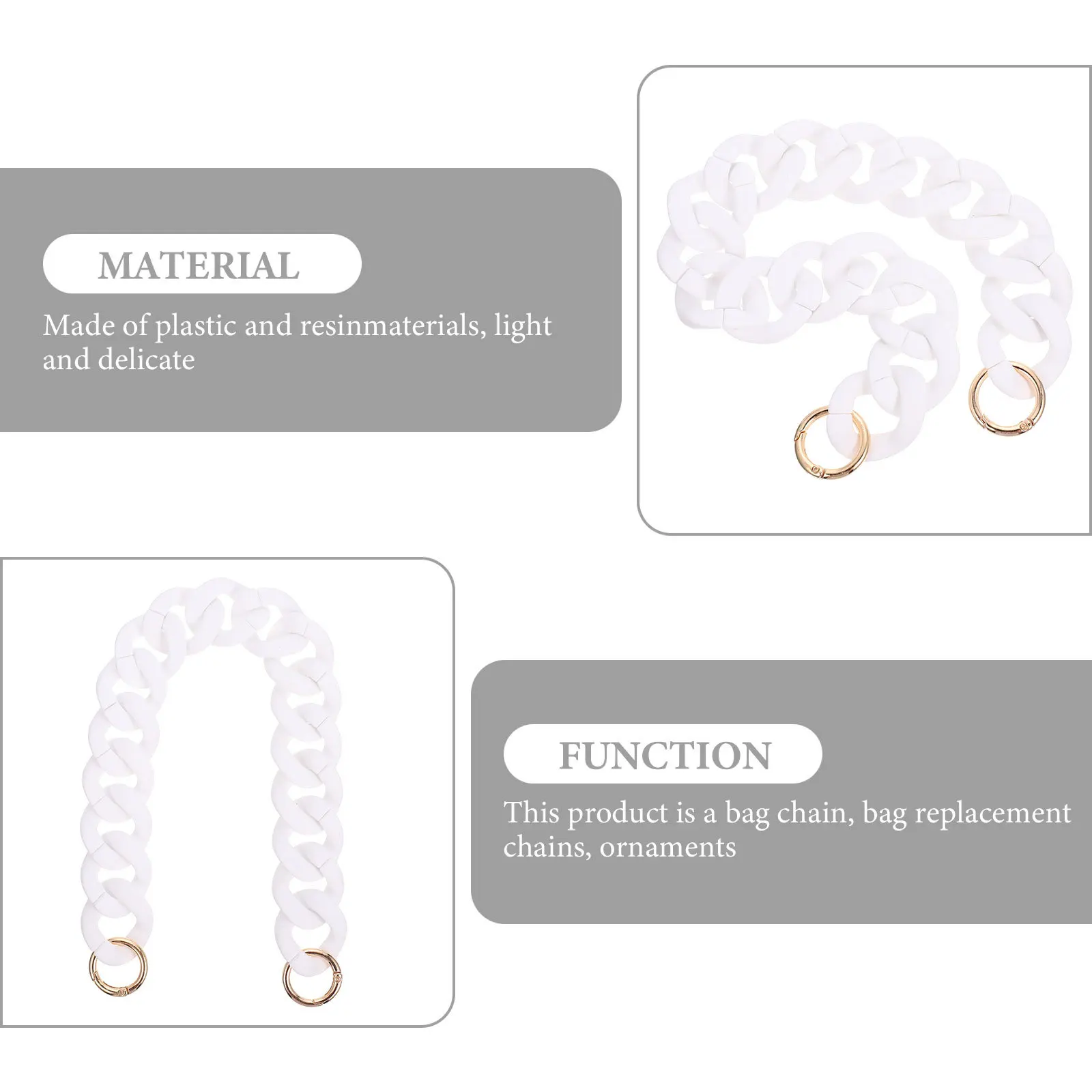 

Resin Bag Chain Chunky Link Handbag Strap Crossbody Purse Extender Lightweight Stylish Practical Wear Resistance Long Time Use