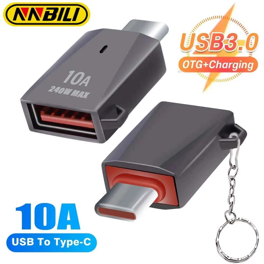 Nnbili 10a Zink legierung USB C Typ Adapter mit Lampe Stecker auf USB 3,0 Buchse otg Kabel konverter geeignet für Xiaomi Samsung Huawei