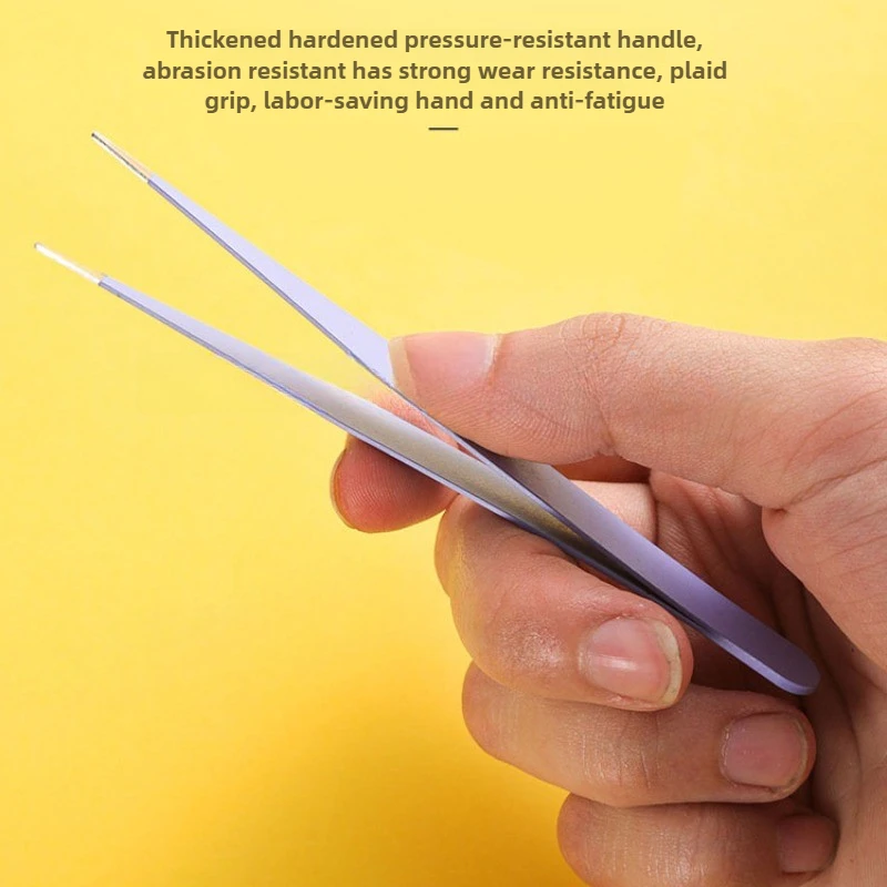 Pinça reta curvada de aço inoxidável, colorida, rosa, azul, roxa, faça você mesmo, pinça de cílios, arte de unha, adesivo, strass, ferramenta de seleção