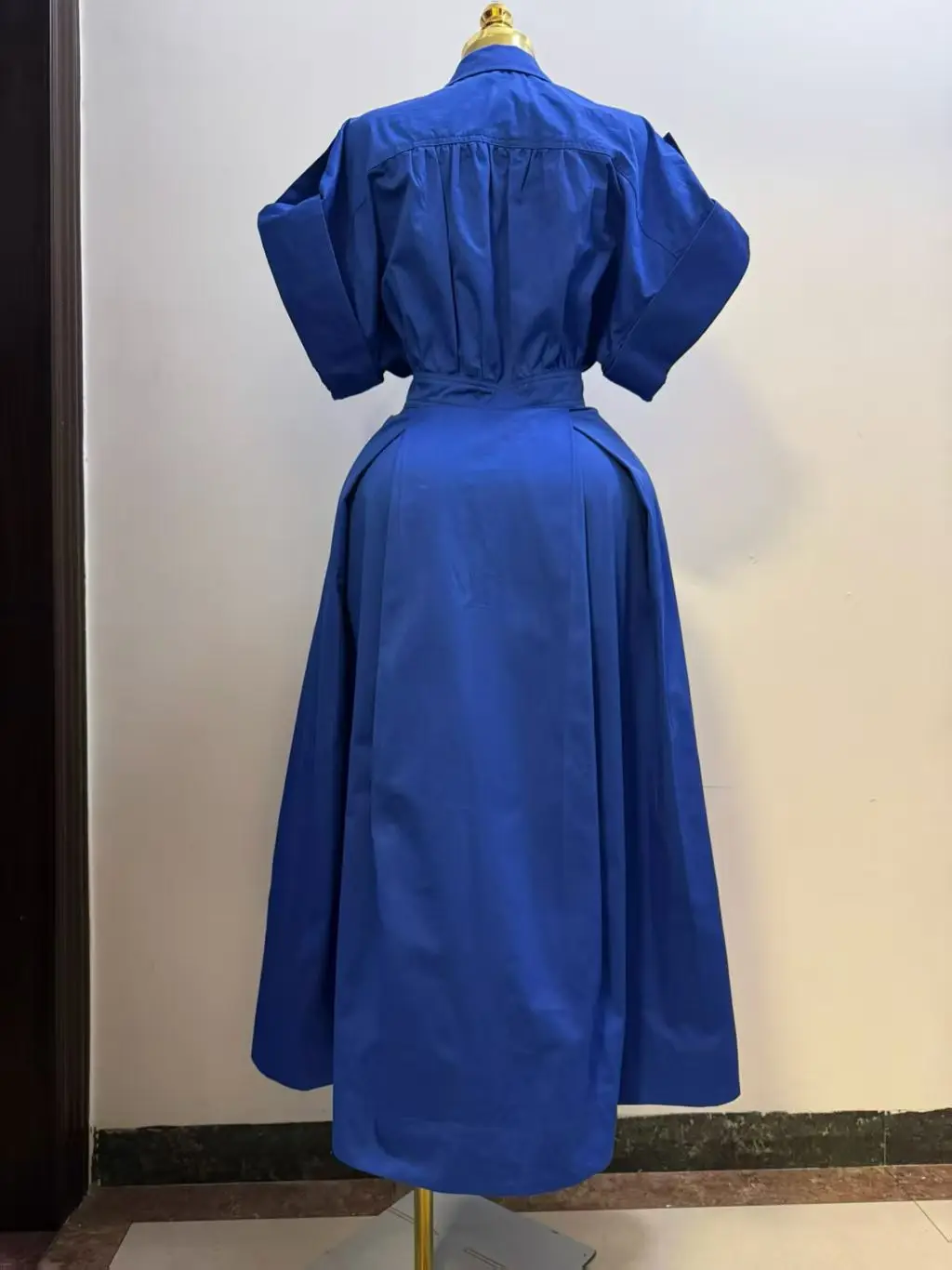 فستان قميص نسائي من القطن عالي الجودة بأكمام 1/2 ورقبة على شكل حرف V #3