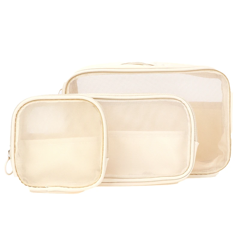 Mesh Clear Cosmetic Bags, Pequena bolsa de maquiagem preta grande, Estojo portátil para higiene pessoal, Bolsa de armazenamento de batom