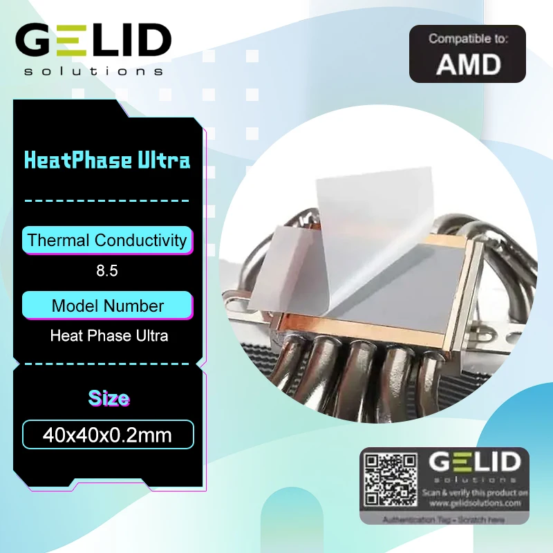 

GELID Heat Phase Ultra Ultra 8.5W PHASE Change Silicone Pad High-performance Durable Suitable For CPU/Office/Game/Home