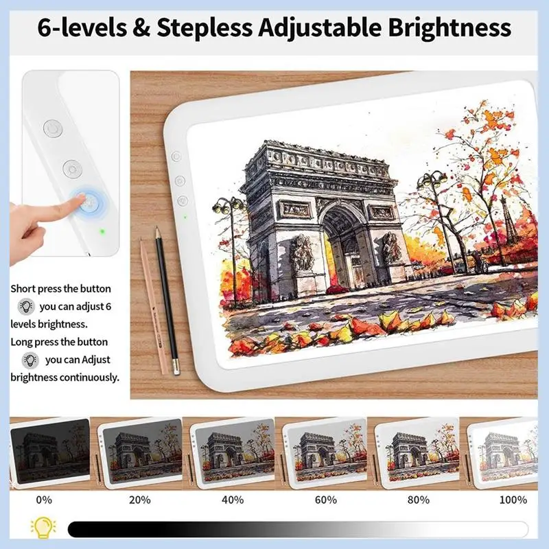 

MLGB-Супер яркий световой коврик A4 с батареей емкостью 3500 мАч для прополки винила, 6-уровневое затемнение, световой стол с 3 цветовыми температурами