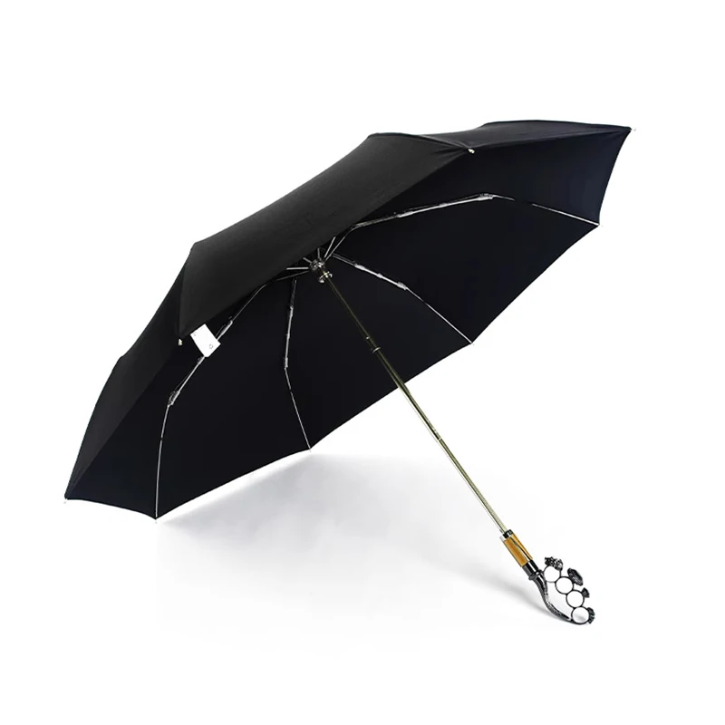 Luxury Sun Protection Umbrella Creative Retro Folding Umbrella Outdoor Windproof Anti-UV Parasol Men Business Umbrellas Gifts