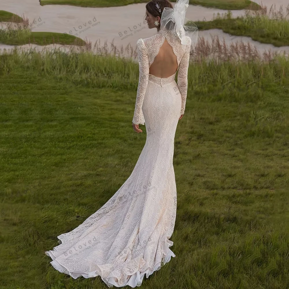 Glamorous Women's Wedding Dresses Gorgeous Bridal Gowns Lace Tiered Full Sleeves Robes Pretty Vestidos De Novia Customized 2026