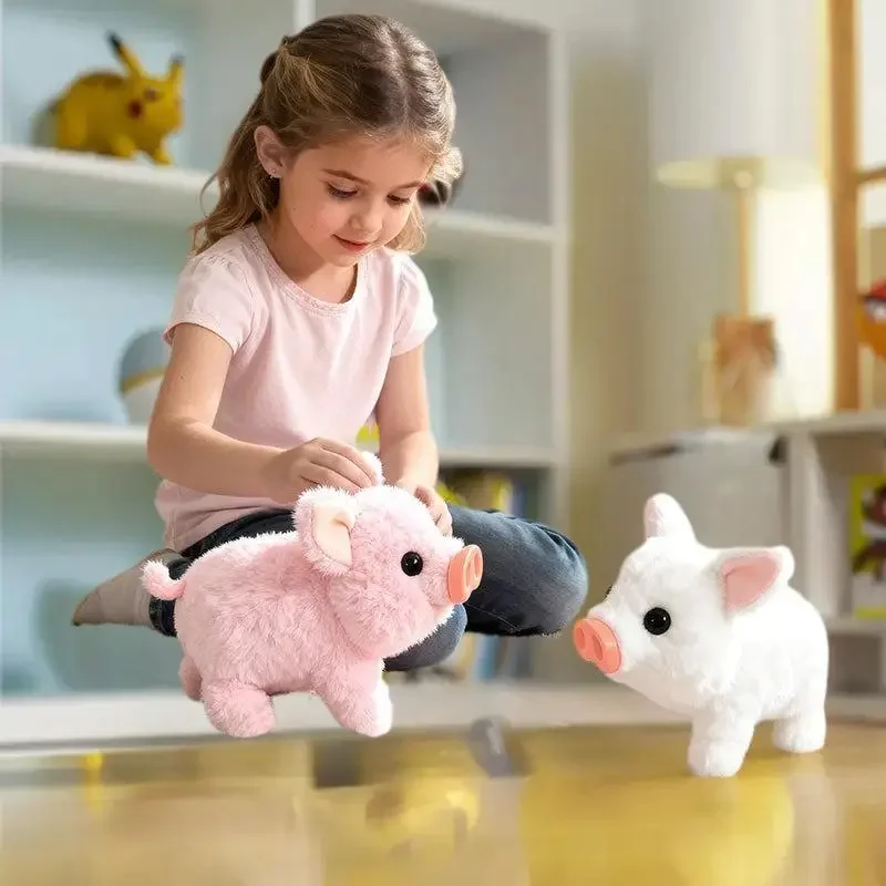 لعبة خنازير كهربائية مقلدة من القطيفة الواقعية يمكن المشي على النباح ألعاب الحيوانات الأليفة الإلكترونية هدايا لطيفة للأطفال #5