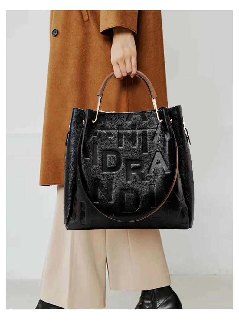 2026 Neue Echtleder-Damenhandtasche, Modische Vielseitige Schulter- und Umhängetasche aus Rindsleder, Große Handtasche für Damen – Detail 3