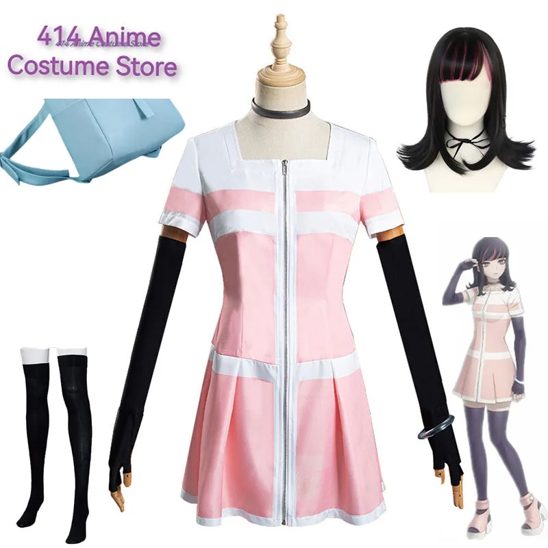 Anime Akudama Drive Cosplay Costume Swindler Cosplay Costume Women Pink Ordinary Person Costume Halloween Dress Wig Full Set