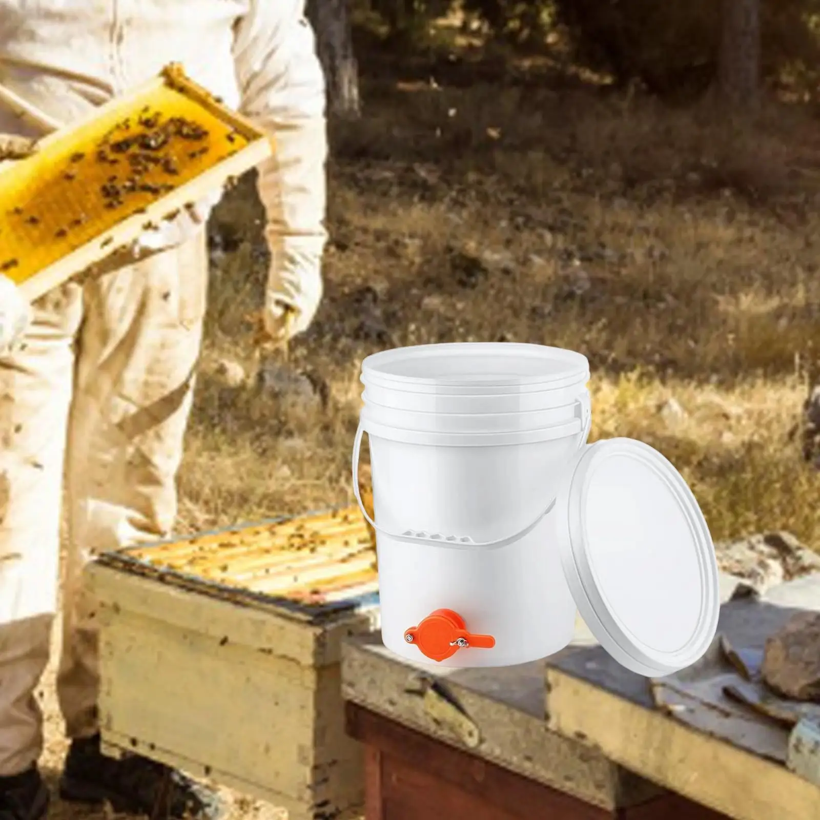 

Honey Pail Honey Bucket 20 L Capacity Extractor Equipment Soybean Oil Bucket Multipurpose Lightweight Syrup Storage Dispenser