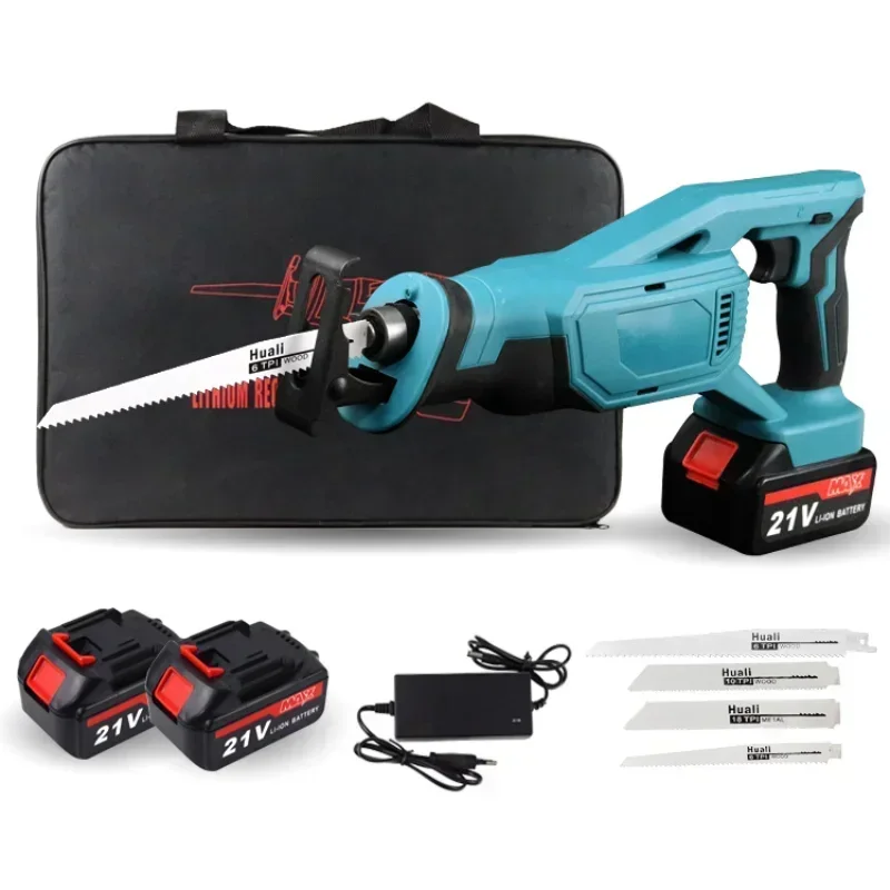 21V Cordless Reciprocating Saw Portable Adjustable Speed Chainsaw Wood Metal PVC Pipe Cutting Saw Power Tool Makita Battery