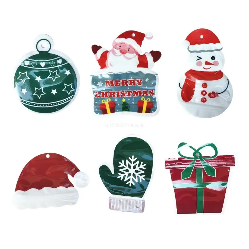 Set of 6 Christmas Present Bags Plastic Gift Container Convenient Packaging Bag Holiday Family Gathering Supplies Dropship