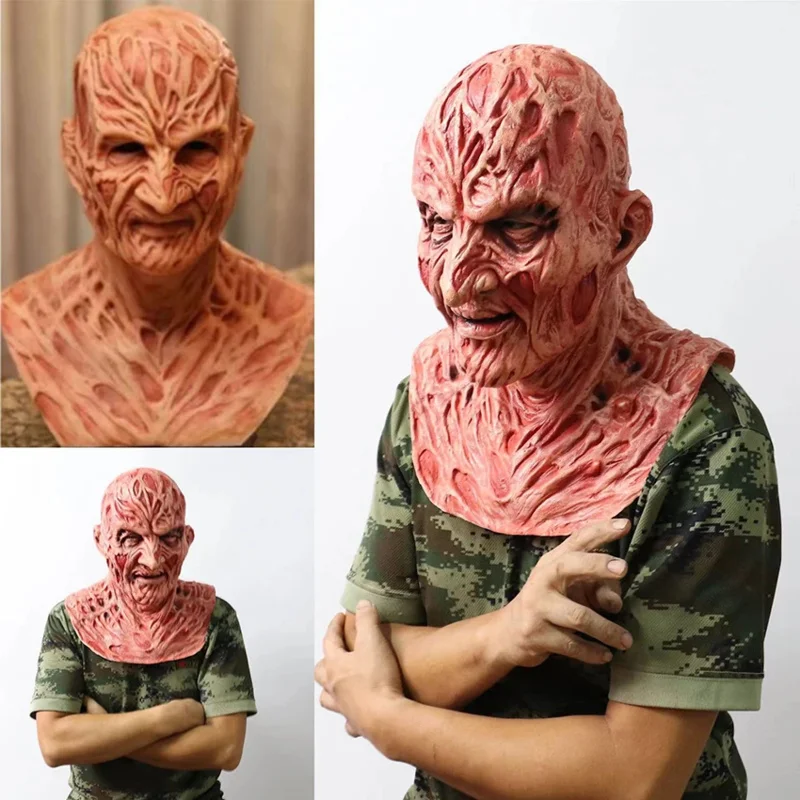 2025 Nuovo Freddy Krueger Maschera Spaventosa Zombie Clown Costume Accessori di Halloween Lattice Carnevale Cosplay QAQ2