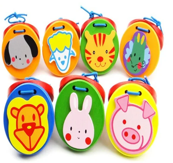 1 pcs Random Color Cute Wooden Cartoon Musical Percussion Instrument Toy for Kids Early Educational Toy Gift