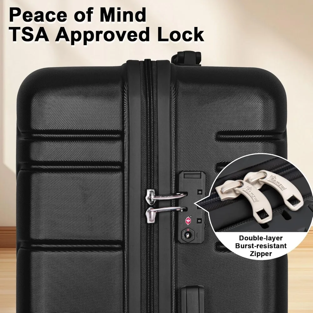 

5PCS Luggage Sets,Lightweight PC+ABS Hardshell Luggage with Spinner Wheels TSA Lock, Durable Suitcase Sets with Duffel Bag Trave