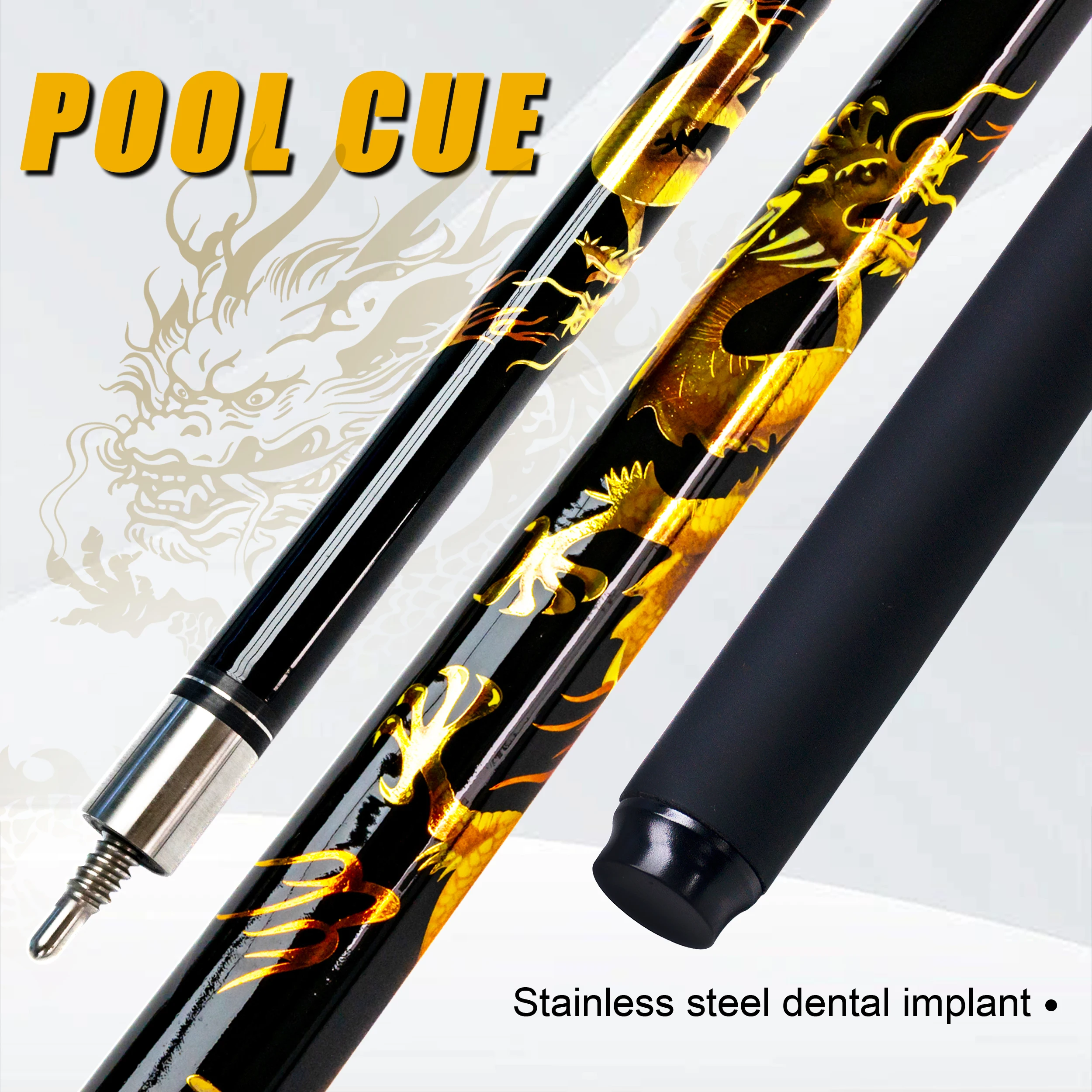 

"pool cue Premium Billiard Cue with Exquisite Golden Dragon Design - 12.5MM Green Tip Pool Cue tacos de billar