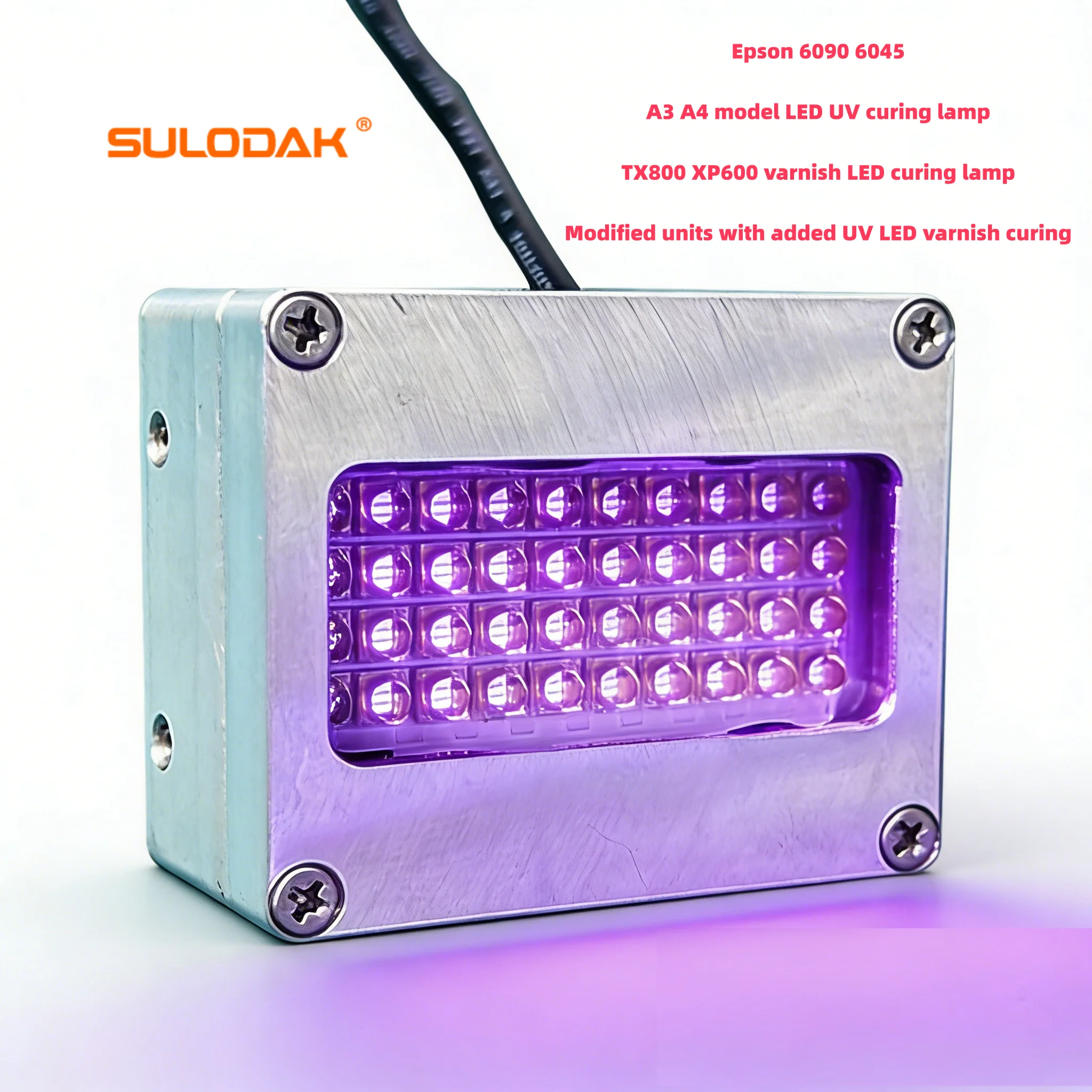 

6090 6045 LED Curing Lamp 100W Water Cooling 395NM 10Wcm2 For TX800 XP600 Printhead Retrofit Varnish Curing Light