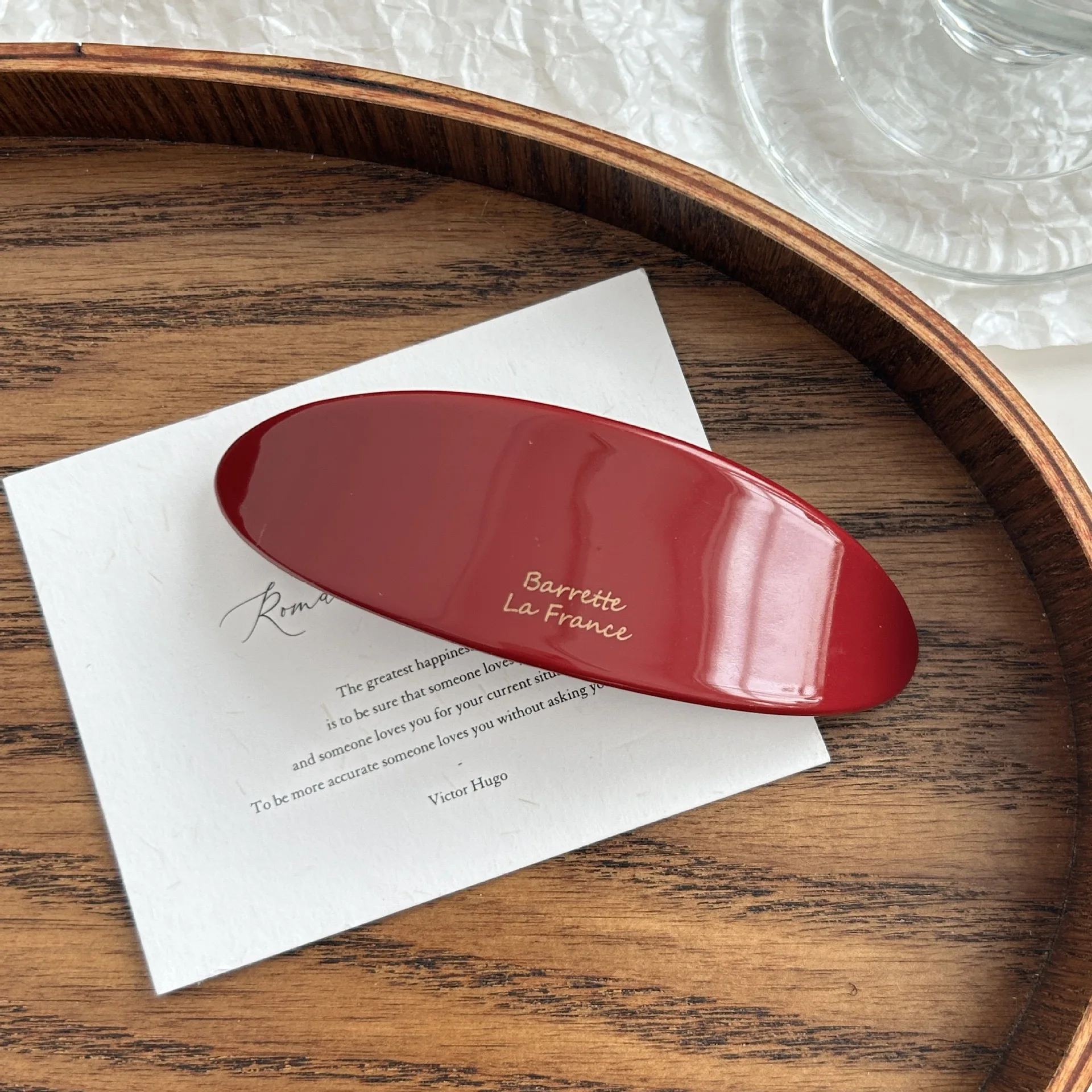 Französischer Stil, elegante Damen-Haarspange aus Acetat, oval, für niedrige Pferdeschwänze, Federhaarspange, vielseitiges Haaraccessoire, Neuheit – Detail 6