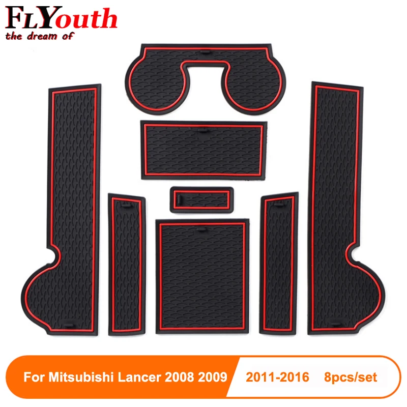 

Anti-slip Car Door Rubber Cup Cushion Slots Mat For Mitsubishi Lancer Ralliart EVO X Galant Fortis EX 2008-2016 Pads Accessories