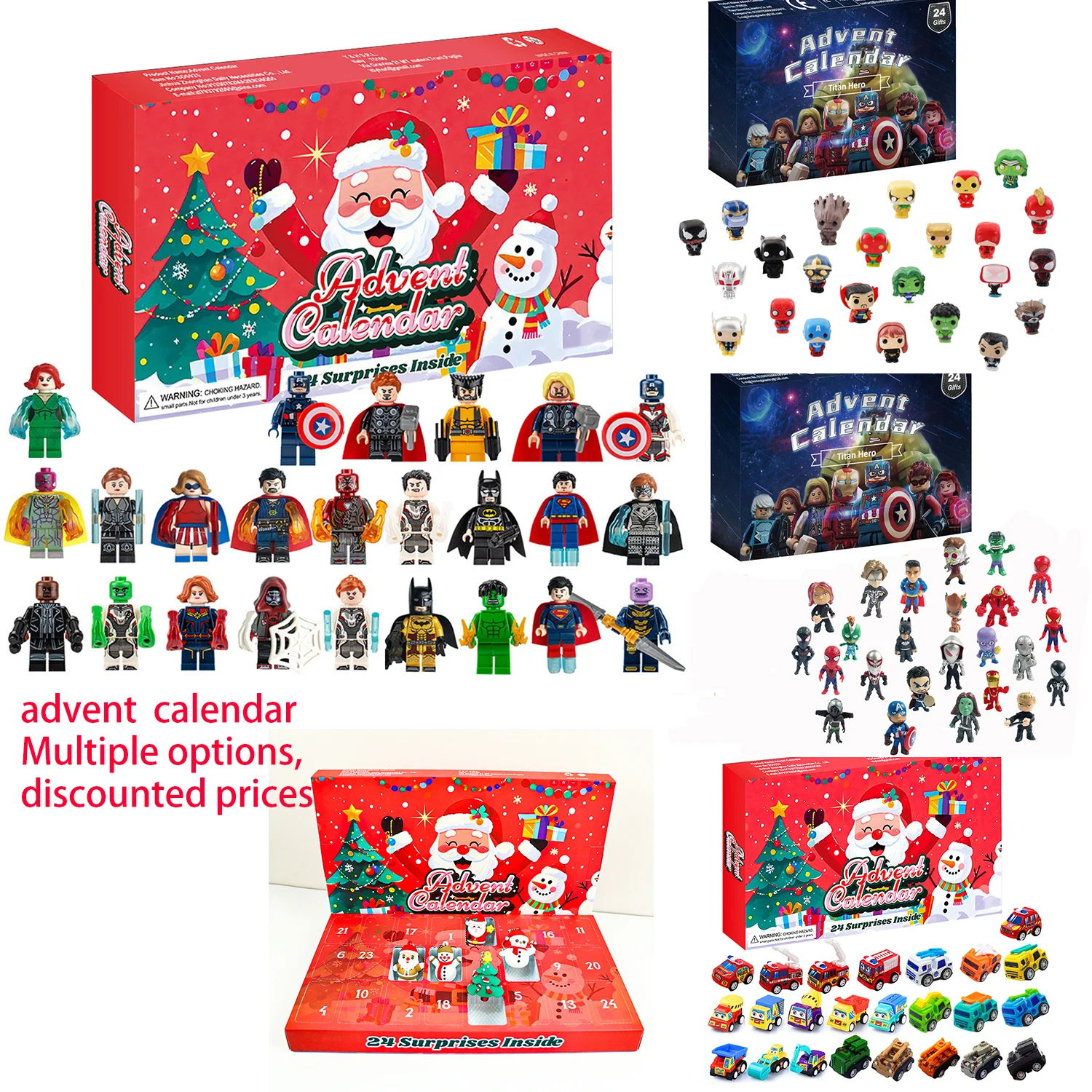 مارفل عيد الميلاد العد التنازلي التقويم صندوق أعمى ثقب مهندس متعة اللبنات الحيوان هدايا الأطفال 24 يوم العد التنازلي الرقمي