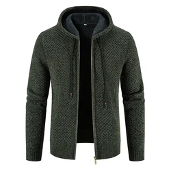 Casaco de lã grossa masculino com capuz, jaqueta de inverno, suéter masculino, blusão coreano, jaquetas Y2K marrom, slim fit, roupas, novas