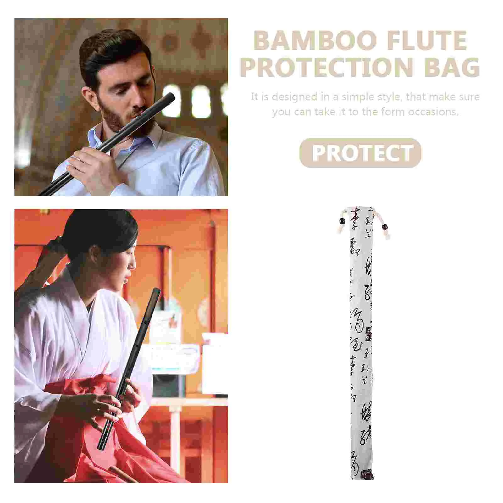 2 Pcs Flute Case Bag Bamboo Protection Protective Storage Organizer Cotton Linen