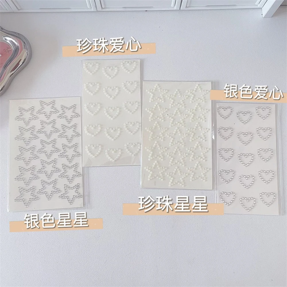 3D Star Heart Shaped Pearls Crystal Stickers Kids DIY Self Adhesive Jewel Crafts Sparkly Rhinestone Stationery Stickers Girls