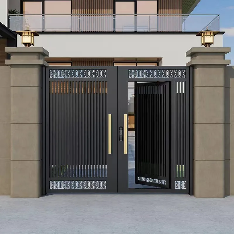 

EXW Iron Garden Gate Intelligent Aluminum Electric Double Open Courtyard Door New Style for Rural Villa and Modern Residence
