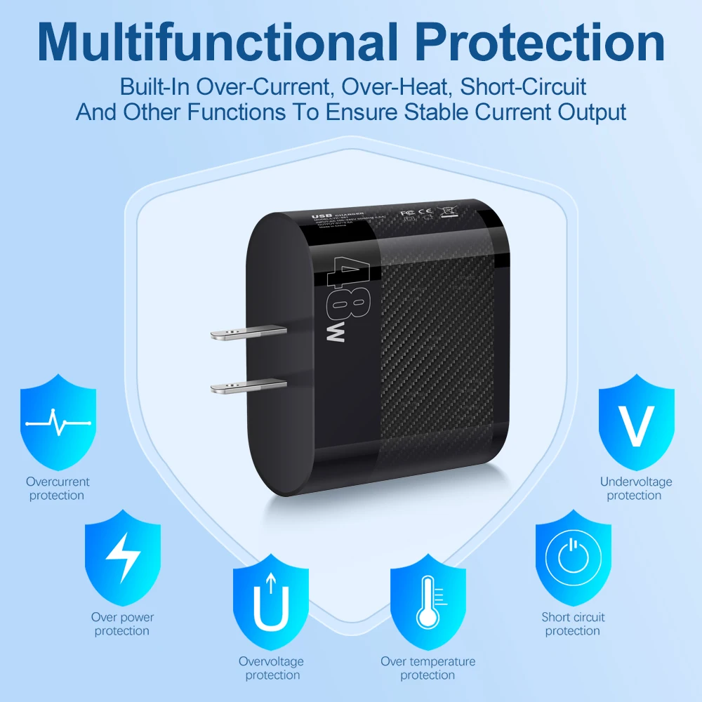 USB 48W شحن سريع شاحن الهاتف USB متعدد المنافذ الهاتف الذكي محول الطاقة ل Xiaomi هواوي سامسونج آيفون شاحن الجدار السريع