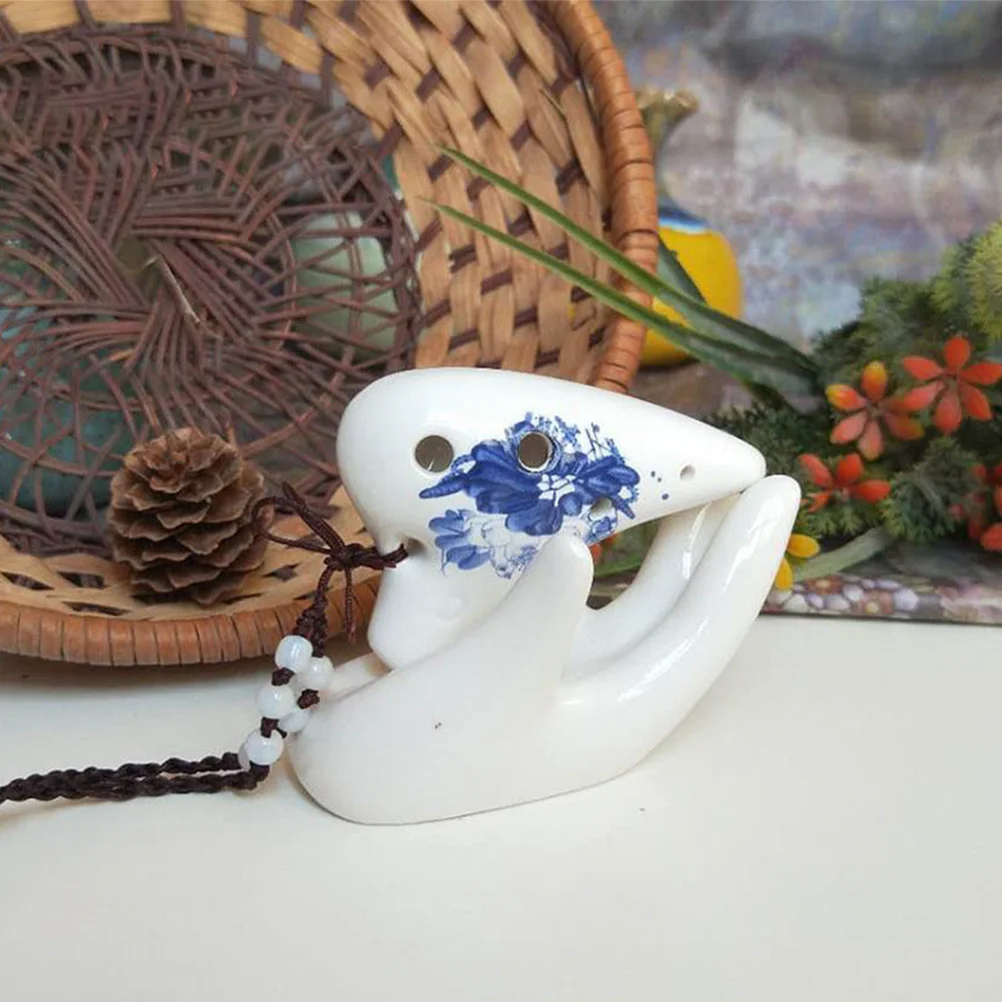 

Christmas Gifts Portable Ocarina Porcelain Instrument 6 Holes White Ceramic Necklace