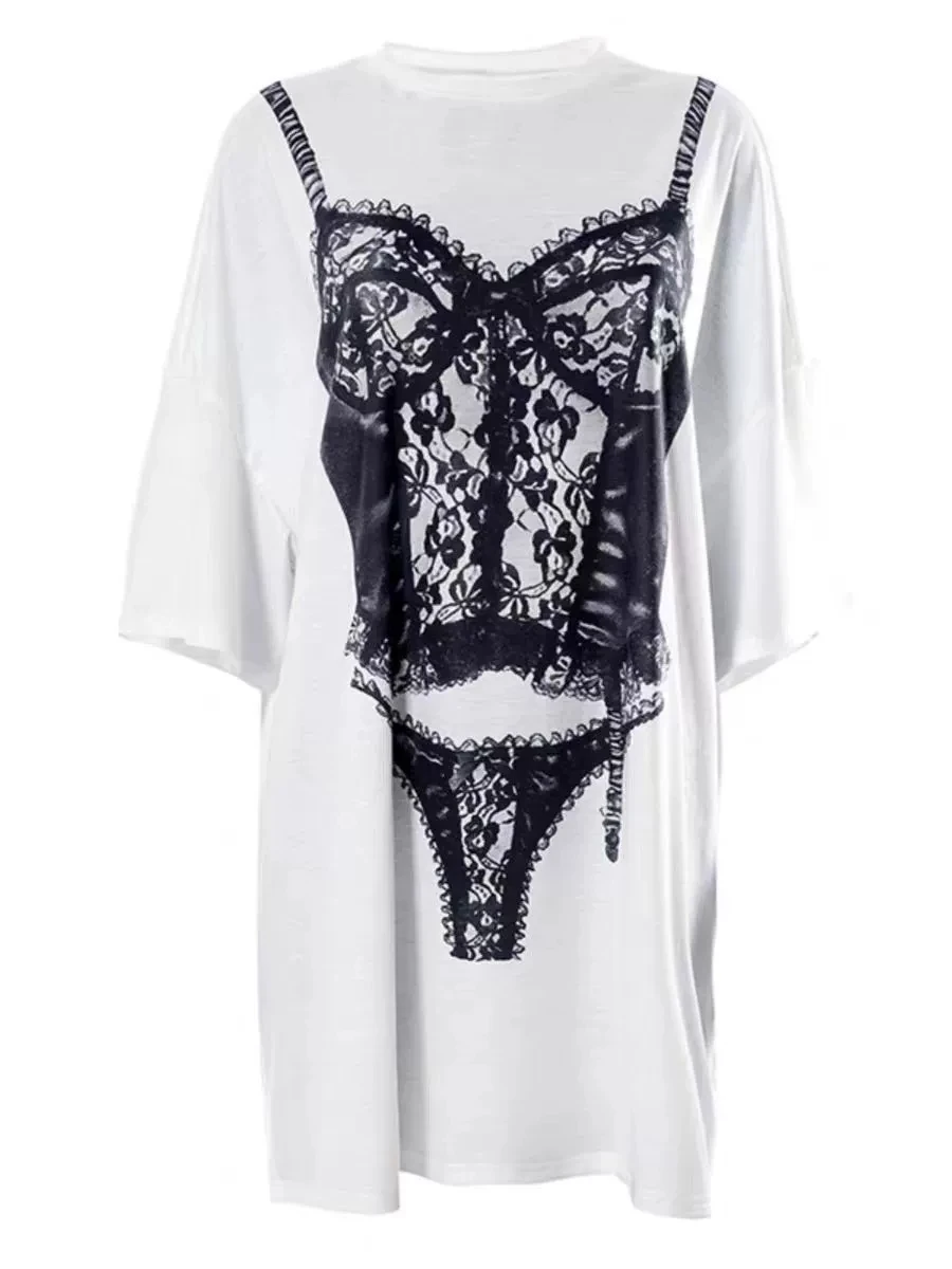 فضفاض Faionable مطبوعة طويلة Sve تي شيرت عادية مريحة قطنية عالية الجودة المرأة الصيف ماصة للعرق جولة Ne المحملة #2