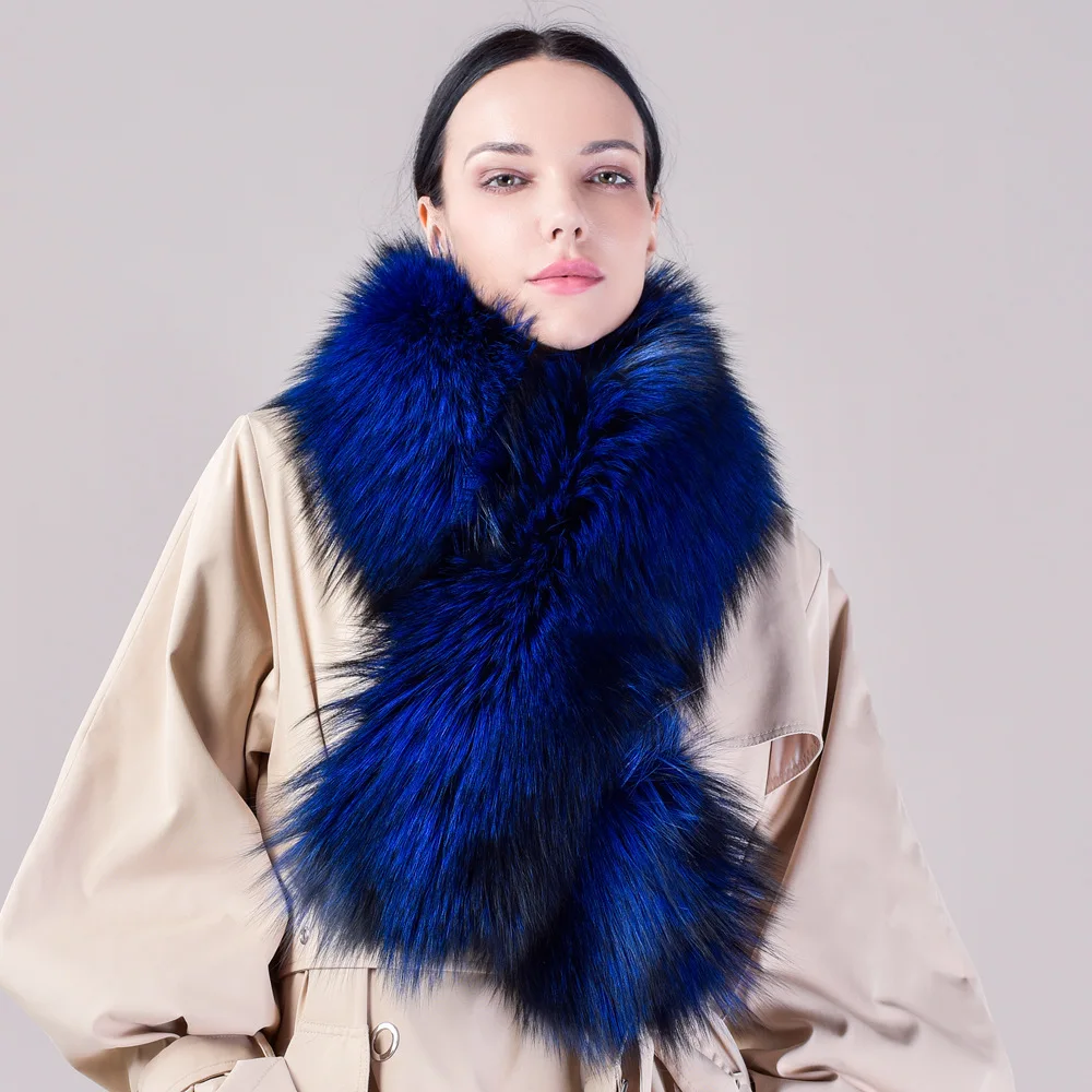 9 Colors Fashion Ladies Silver Fox Fur Thick Ring Women Warm Winter Outstreet Luxury Neck Big Shawl Scarf