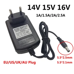 Adaptador de Alimentação Universal AC/DC, Adaptador de Comutação, UE, EUA, Reino Unido, AU, 14V, 15V, 16 V, 1A, 1.5A, 2.5A, 2500mA