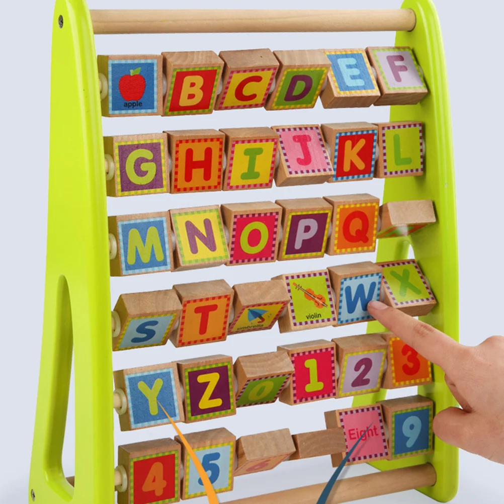 Wooden Alphabet Learning Board for Kids Bright Color Smooth Surface Brain Development Educational Rack for Number and Letter