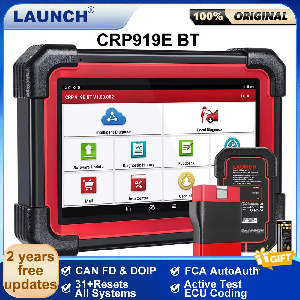 LANCERING X431 CRP919E BT Auto Diagnostisch Hulpmiddel DBScar VII VCI Auto OBD OBD2 Scanner Actieve Test ECU Codering KAN FD DOIP 31 + Reset