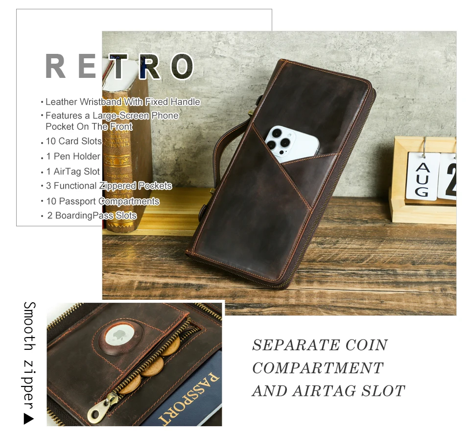 Reisepass-Etui, Familien-Reisepass-Halter, Dokumenten-Organizer, Kartenhalter, Clutch, RFID-Schutz, Diebstahlschutz, Verlustschutz – Detail 2
